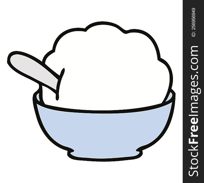 Quirky Hand Drawn Cartoon Ice Cream Bowl