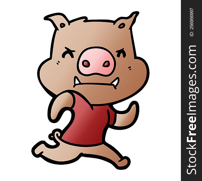 angry cartoon pig running. angry cartoon pig running