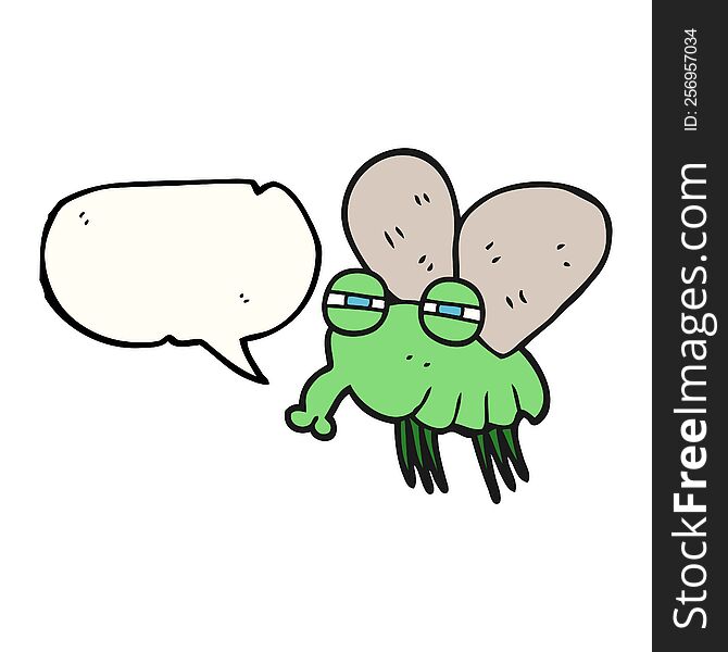 freehand drawn speech bubble cartoon fly