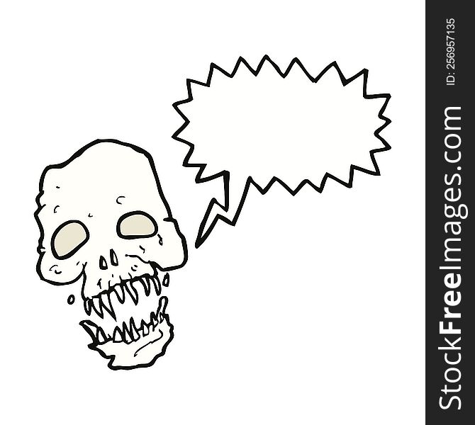 Cartoon Scary Skull With Speech Bubble