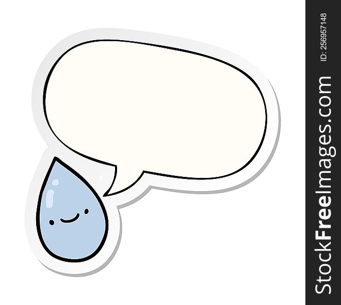 cartoon raindrop with speech bubble sticker. cartoon raindrop with speech bubble sticker