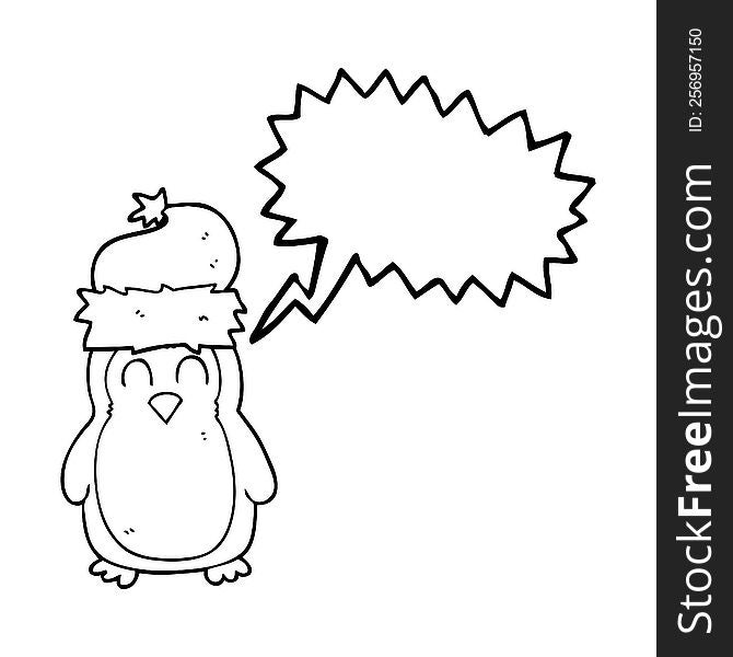 Speech Bubble Cartoon Christmas Robin