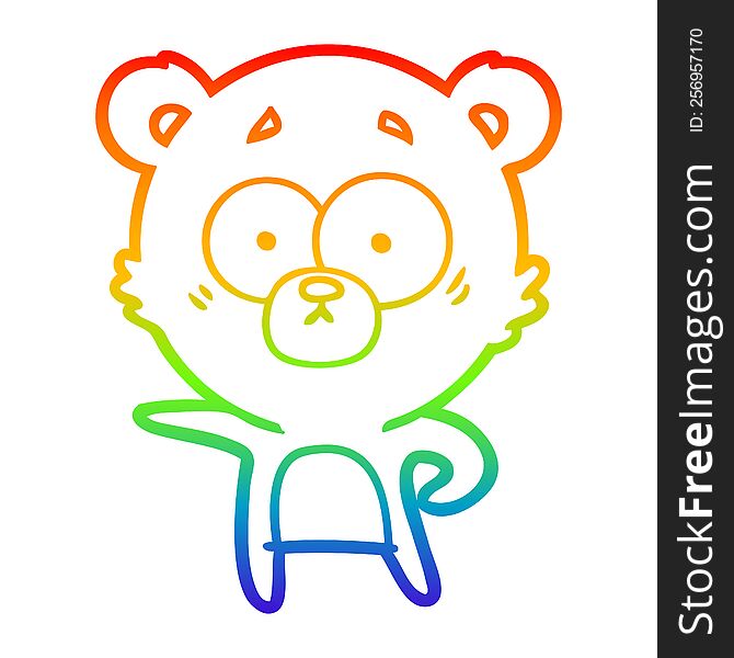 rainbow gradient line drawing of a surprised polar bear cartoon