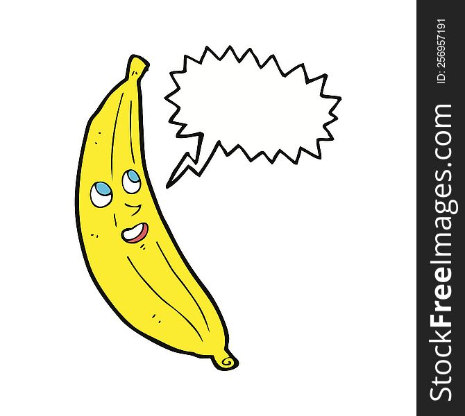 Cartoon Happy Banana With Speech Bubble