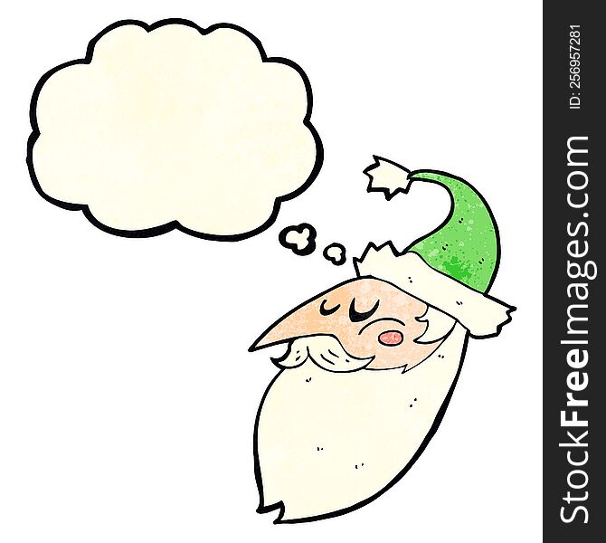 Cartoon Santa Face With Thought Bubble