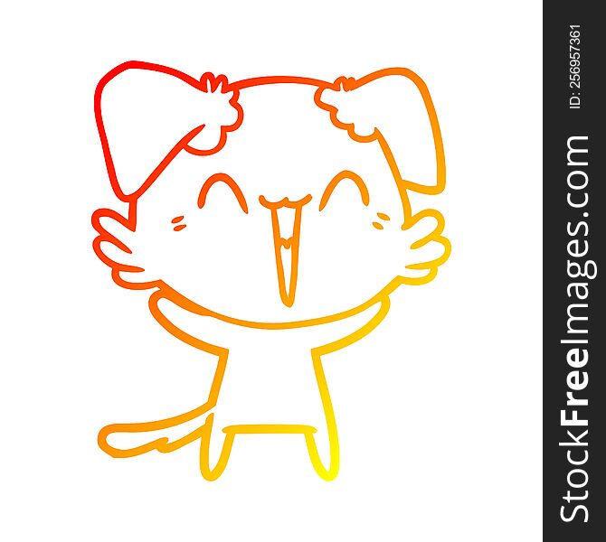 Warm Gradient Line Drawing Happy Little Dog Cartoon