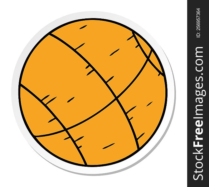 Sticker Cartoon Doodle Of A Basket Ball