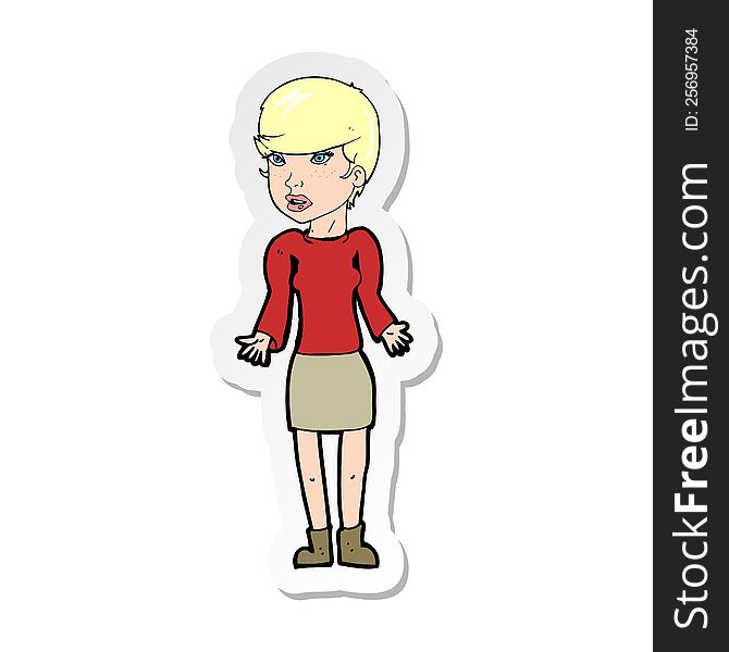 Sticker Of A Cartoon Confused Woman