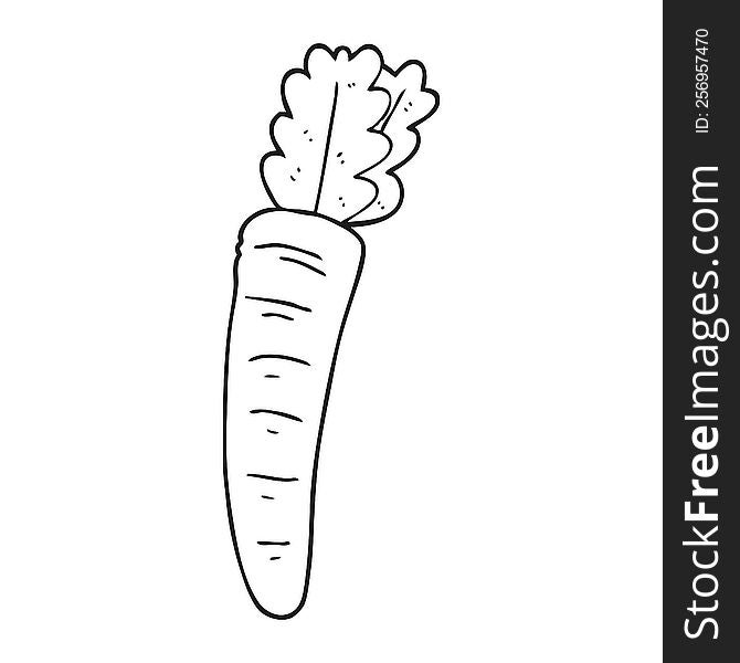freehand drawn black and white cartoon carrot