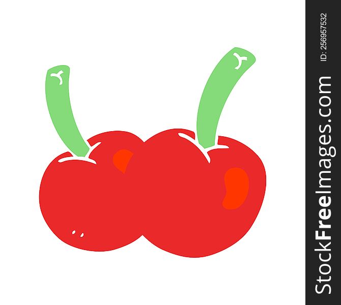 Flat Color Illustration Of A Cartoon Cherries