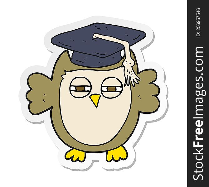 sticker of a cartoon clever owl