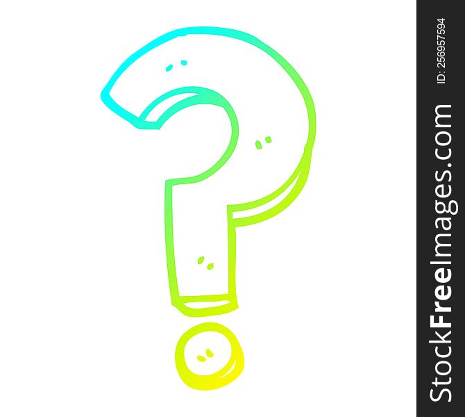Cold Gradient Line Drawing Cartoon Question Mark