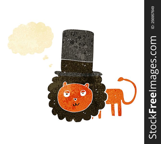 Cartoon Lion In Top Hat With Thought Bubble