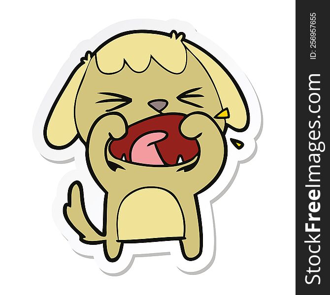 sticker of a cute cartoon dog barking