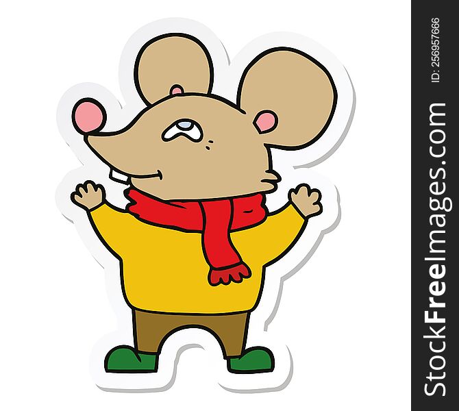 sticker of a cartoon mouse wearing scarf