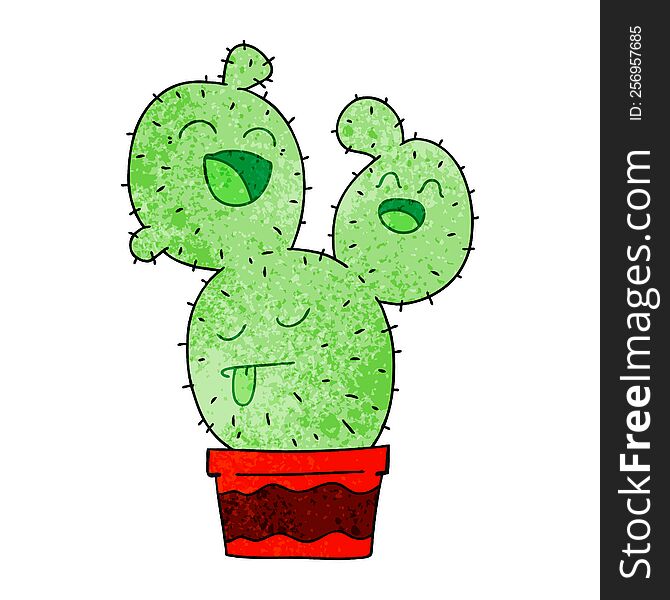 Quirky Hand Drawn Cartoon Cactus
