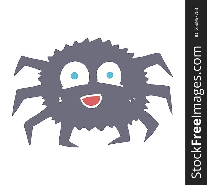 Flat Color Illustration Of A Cartoon Spider