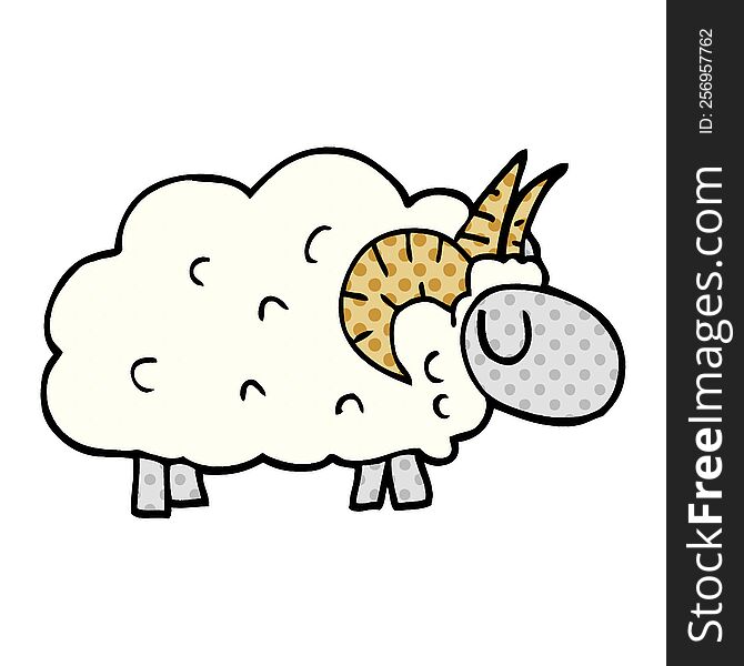 Cartoon Doodle Sheep With Horns