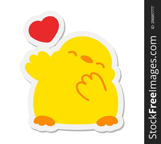 cute baby bird with love heart sticker