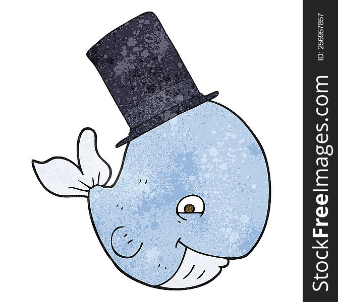 Textured Cartoon Whale In Top Hat