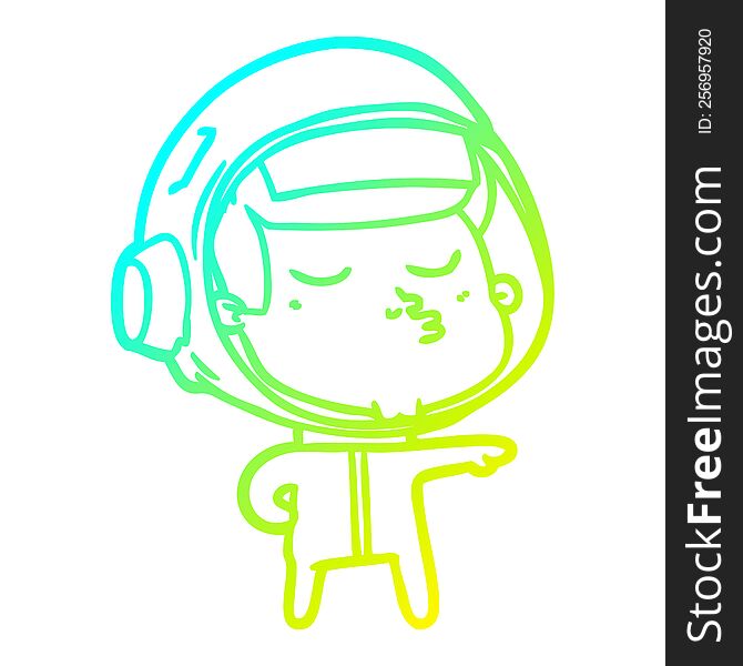 Cold Gradient Line Drawing Cartoon Confident Astronaut