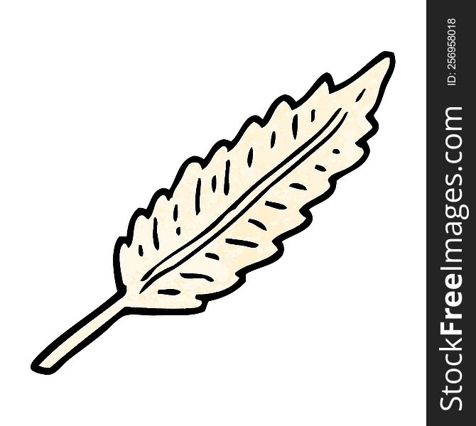 grunge textured illustration cartoon of a white feather