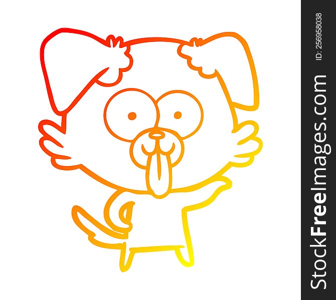 warm gradient line drawing of a cartoon dog with tongue sticking out