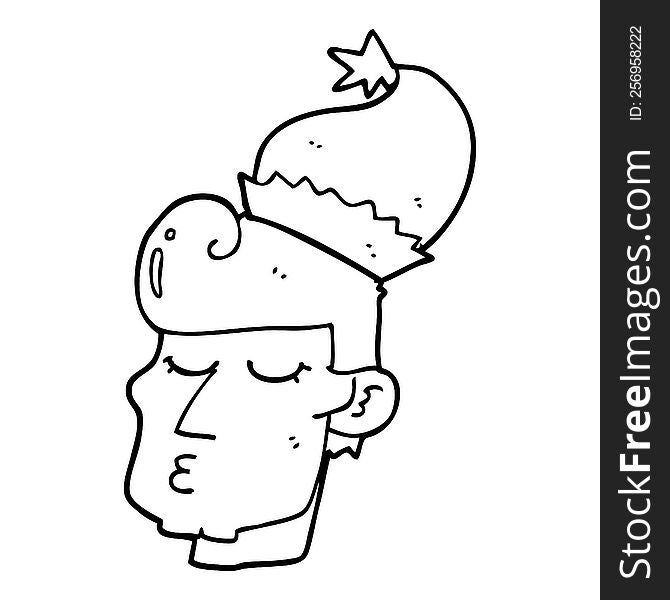 Cartoon Man Wearing Christmas Hat