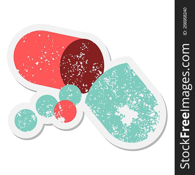 Antibiotic Capsule Grunge Sticker