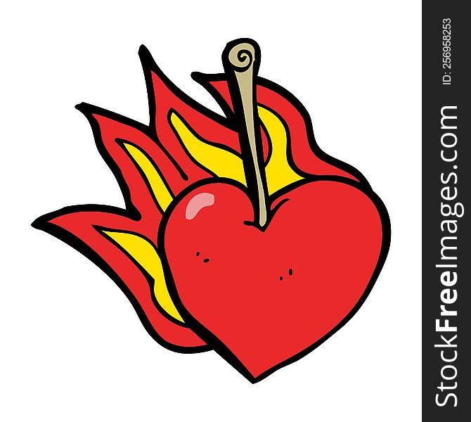 Cartoon Flaming Heart Cherry