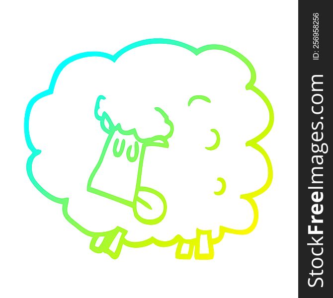 cold gradient line drawing of a cartoon black sheep