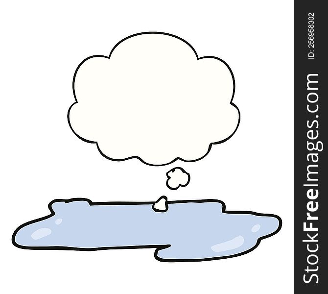 cartoon water puddle with thought bubble. cartoon water puddle with thought bubble