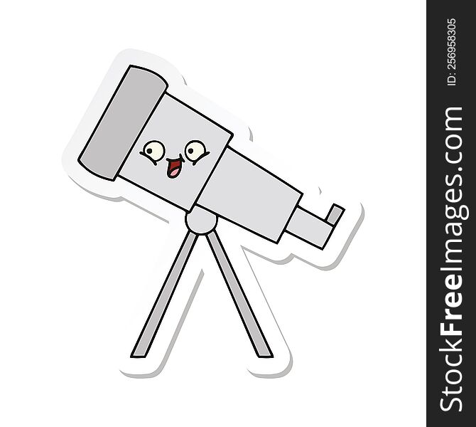 Sticker Of A Cute Cartoon Telescope