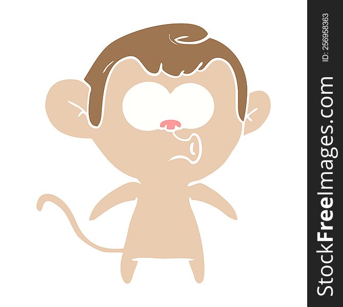 Flat Color Style Cartoon Hooting Monkey