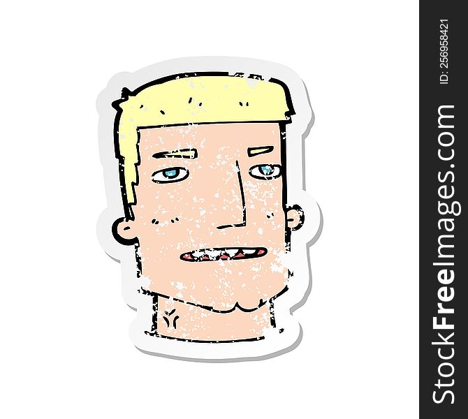 retro distressed sticker of a cartoon male head