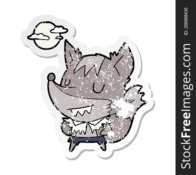 Distressed Sticker Of A Cartoon Werewolf