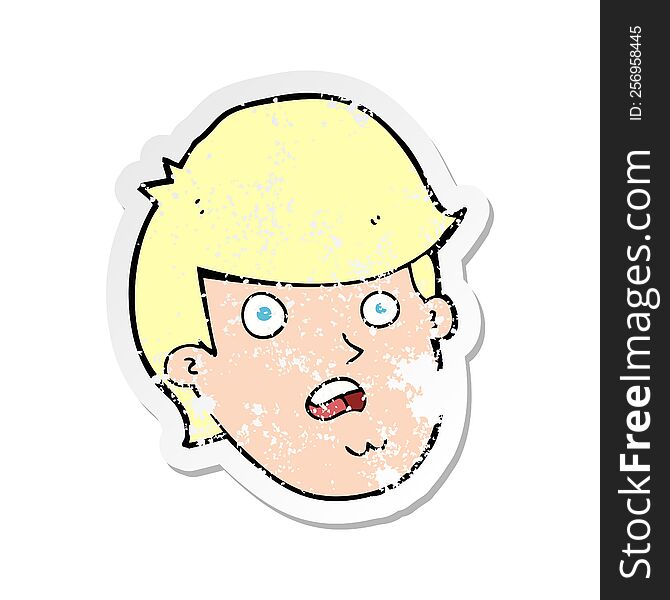 Retro Distressed Sticker Of A Cartoon Man With Big Chin