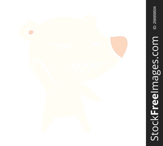 Angry Polar Bear Flat Color Style Cartoon