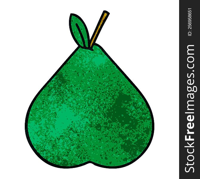 Retro Grunge Texture Cartoon Pear