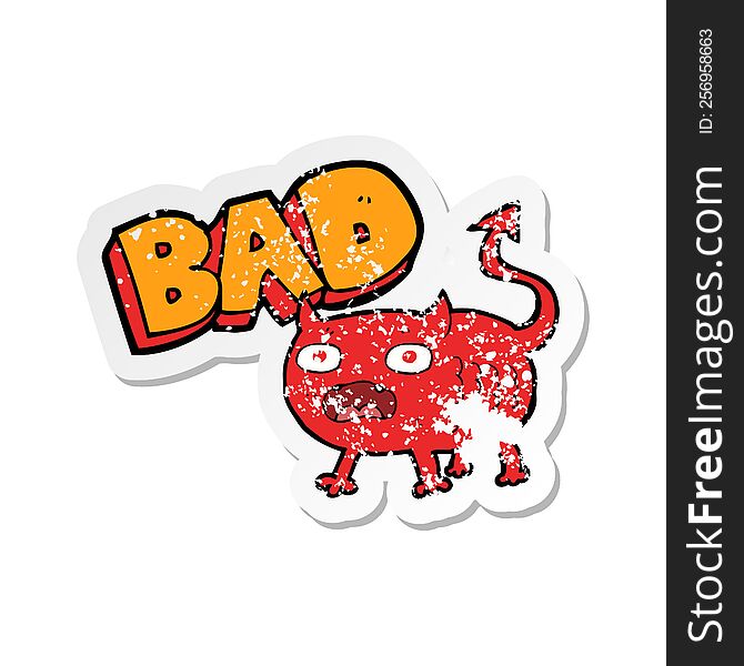 Retro Distressed Sticker Of A Cartoon Bad Imp