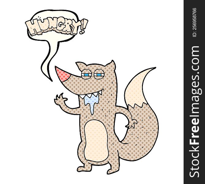 Comic Book Speech Bubble Cartoon Hungry Wolf