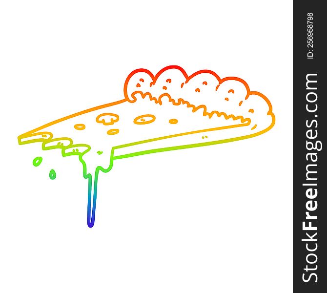Rainbow Gradient Line Drawing Cartoon Slice Of Pizza