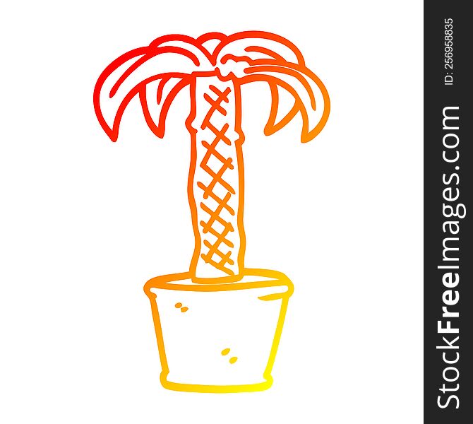 Warm Gradient Line Drawing Cartoon Potted Plant