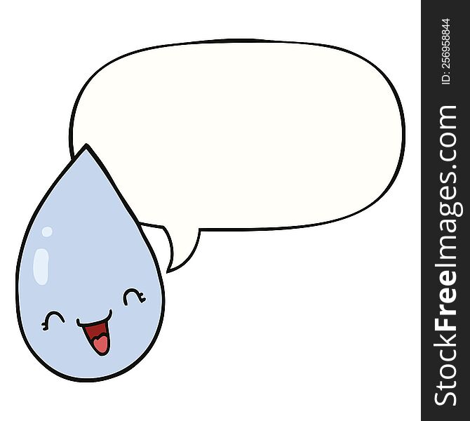 Cartoon Raindrop And Speech Bubble