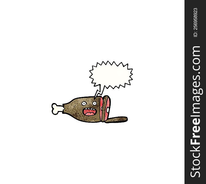 leg of meat cartoon character with speech bubble