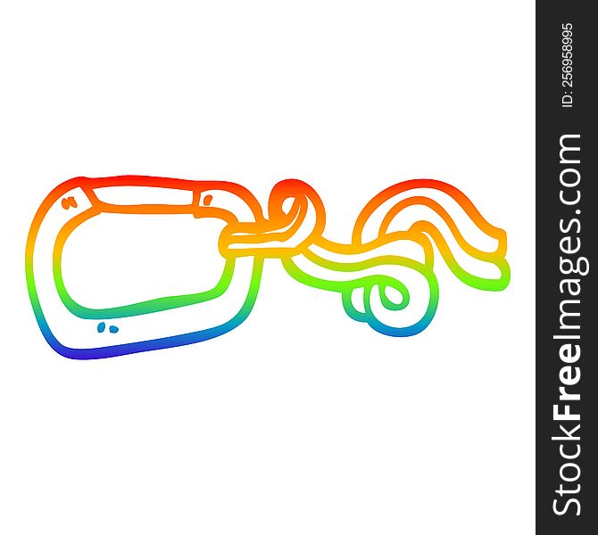 rainbow gradient line drawing of a cartoon clip and rope