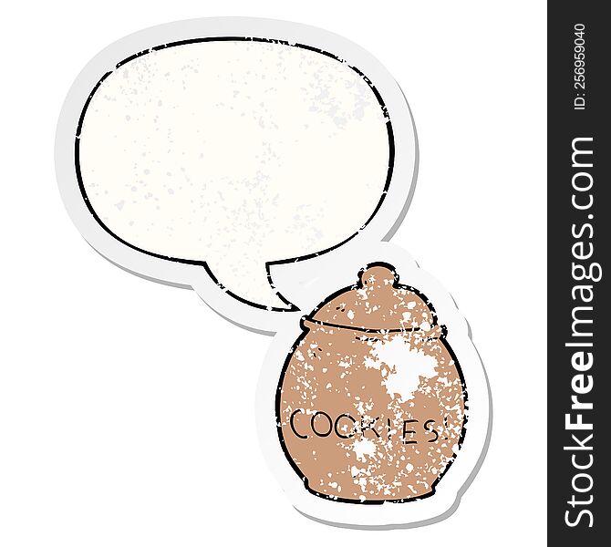 Cartoon Cookie Jar And Speech Bubble Distressed Sticker