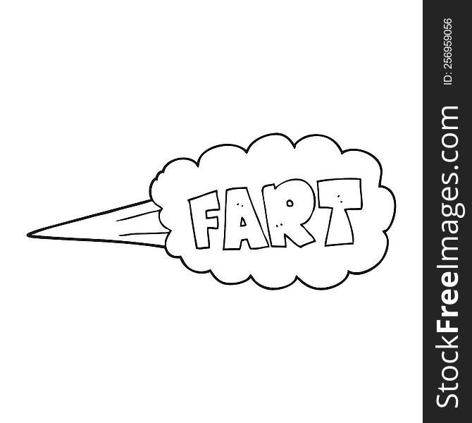 freehand drawn black and white cartoon fart symbol