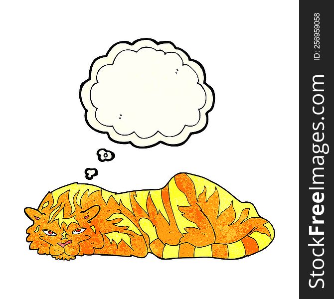 Cartoon Resting Tiger With Thought Bubble