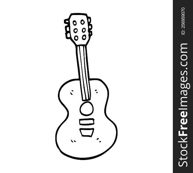 line drawing cartoon old guitar